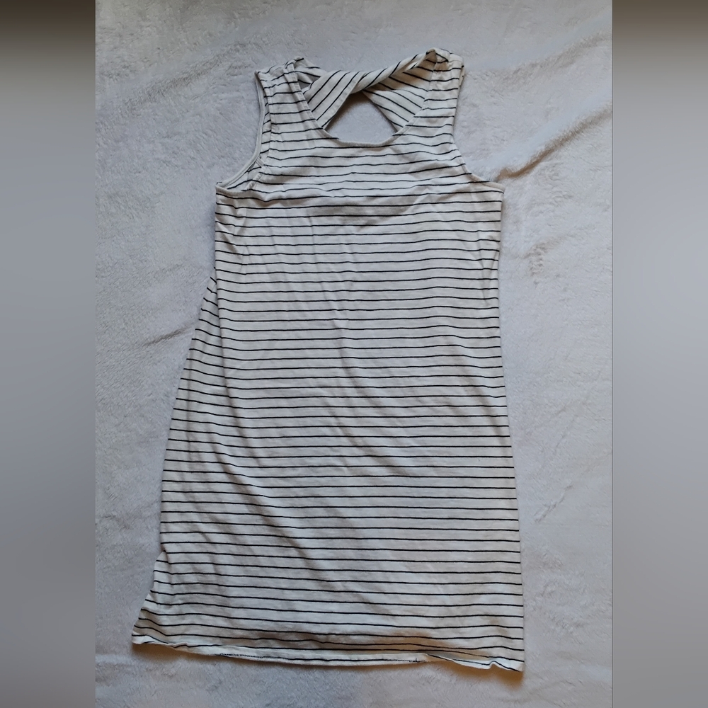 J. Crew Black and White Striped Mini Dress